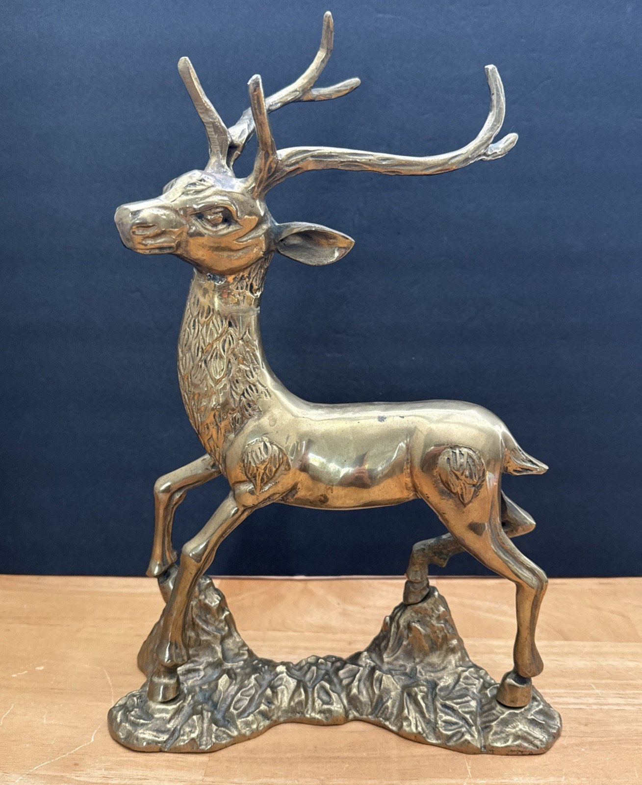 Vintage Brass Stag Deer Sculpture 14.5\