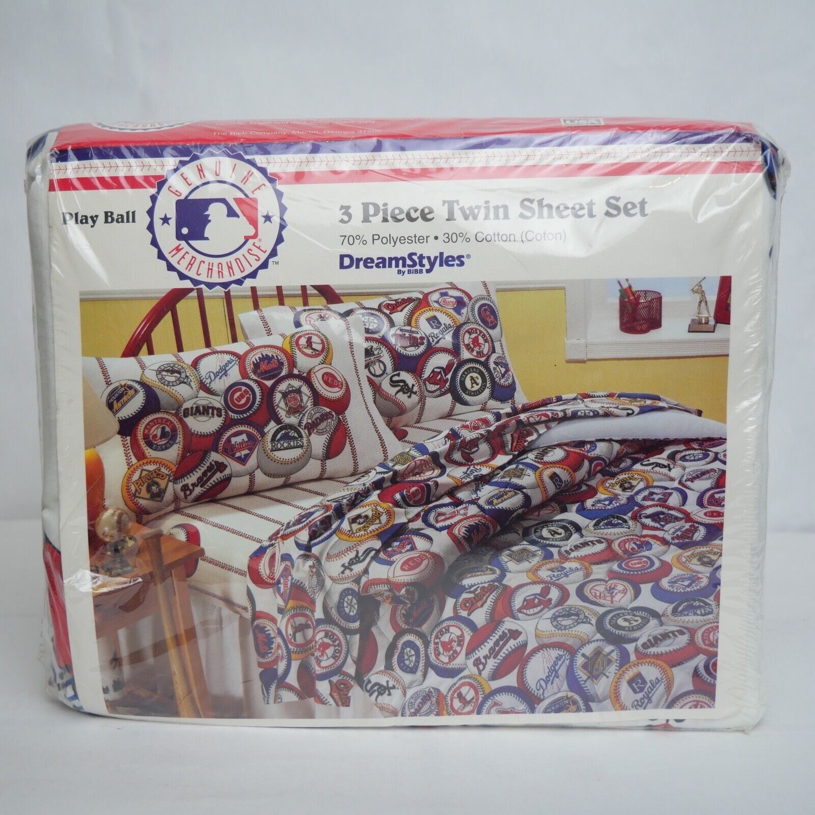 Vintage MLB Baseball 1980's 3 Piece Twin Sheet Bed Set Dream Styles Licensed