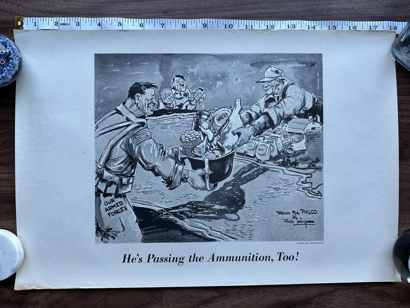 Vintage 1943 WWII World War Two Poster Philco Home Front Passing The Ammunition Vintage 1943 WWII World War Two Poster Philco Home Front Passing The Ammunition