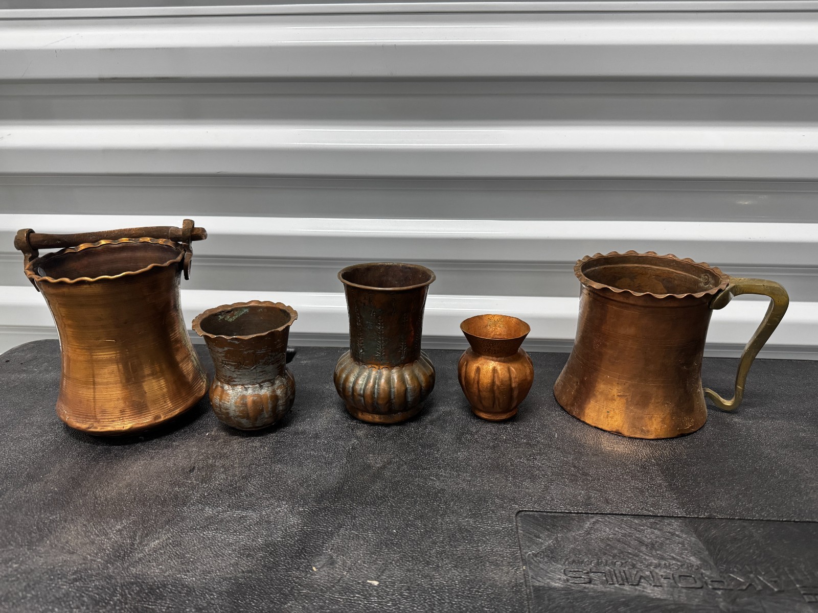 Vintage Handcrafted Copper Patina Vases Mugs Pots Lot Vintage Handcrafted Copper Patina Vases Mugs Pots Lot