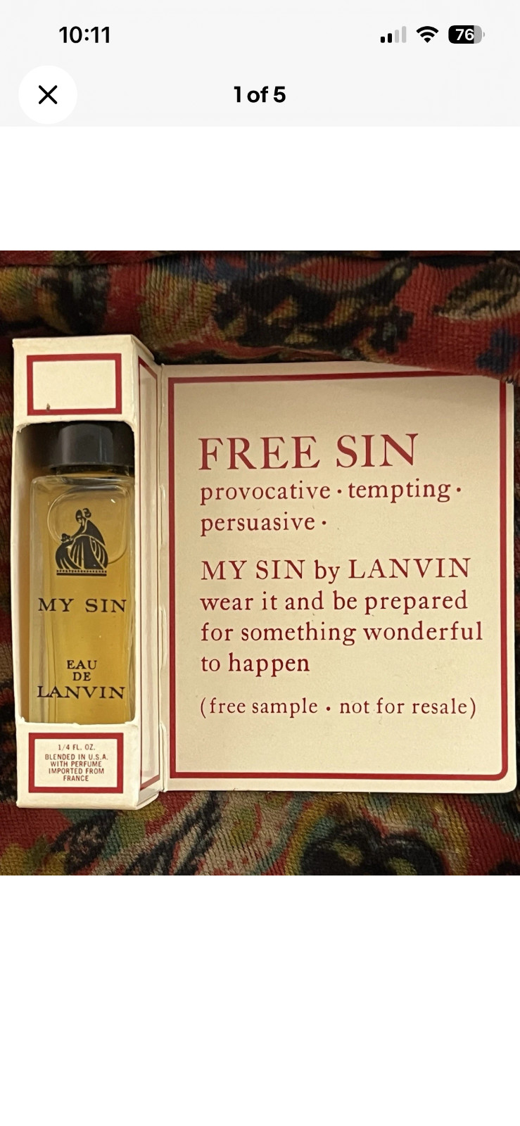 Rare Find. Vintage boxed 1/4 oz sealed sample of My Sin by Lanvin. Rare Find. Vintage boxed 1/4 oz sealed sample of My Sin by Lanvin.