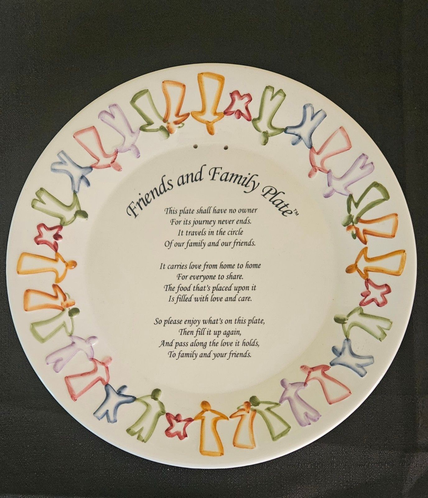 Vintage 2003 Friends and Family Giving Plate Wall Hanging Decor w/Ribbon Holes Vintage 2003 Friends and Family Giving Plate Wall Hanging Decor w/Ribbon Holes