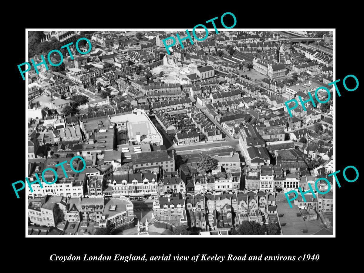 OLD LARGE HISTORIC PHOTO CROYDON LONDON ENGLAND AERIAL VIEW KEELEY ROAD c1940