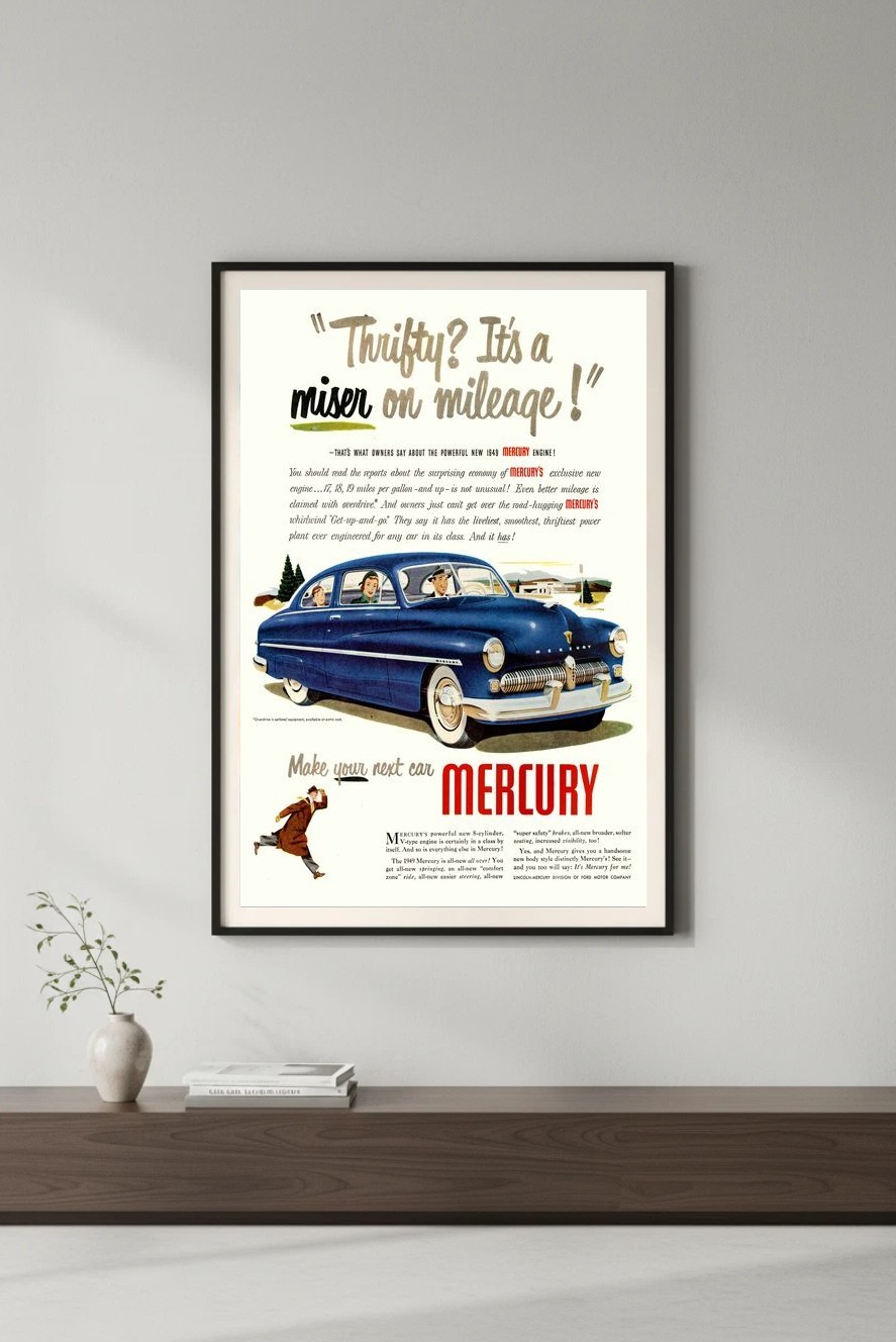 Vintage 1949 Mercury Ad Poster - USA πΊπΈ - 24x36β - 200 GSM Paper ποΈ Hi-Resπ Vintage 1949 Mercury Ad Poster - USA πΊπΈ - 24x36β - 200 GSM Paper ποΈ Hi-Resπ