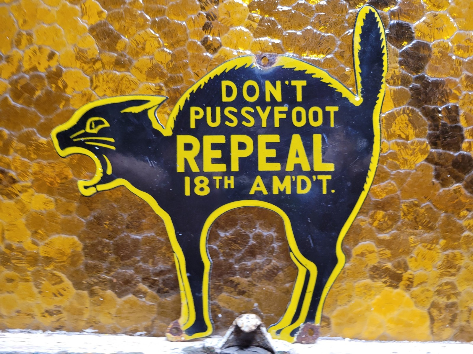 VINTAGE VOTING PORCELAIN SIGN RARE OLD POLITICAL DONT PUSSYFOOT REPEAL 18TH AMDT
