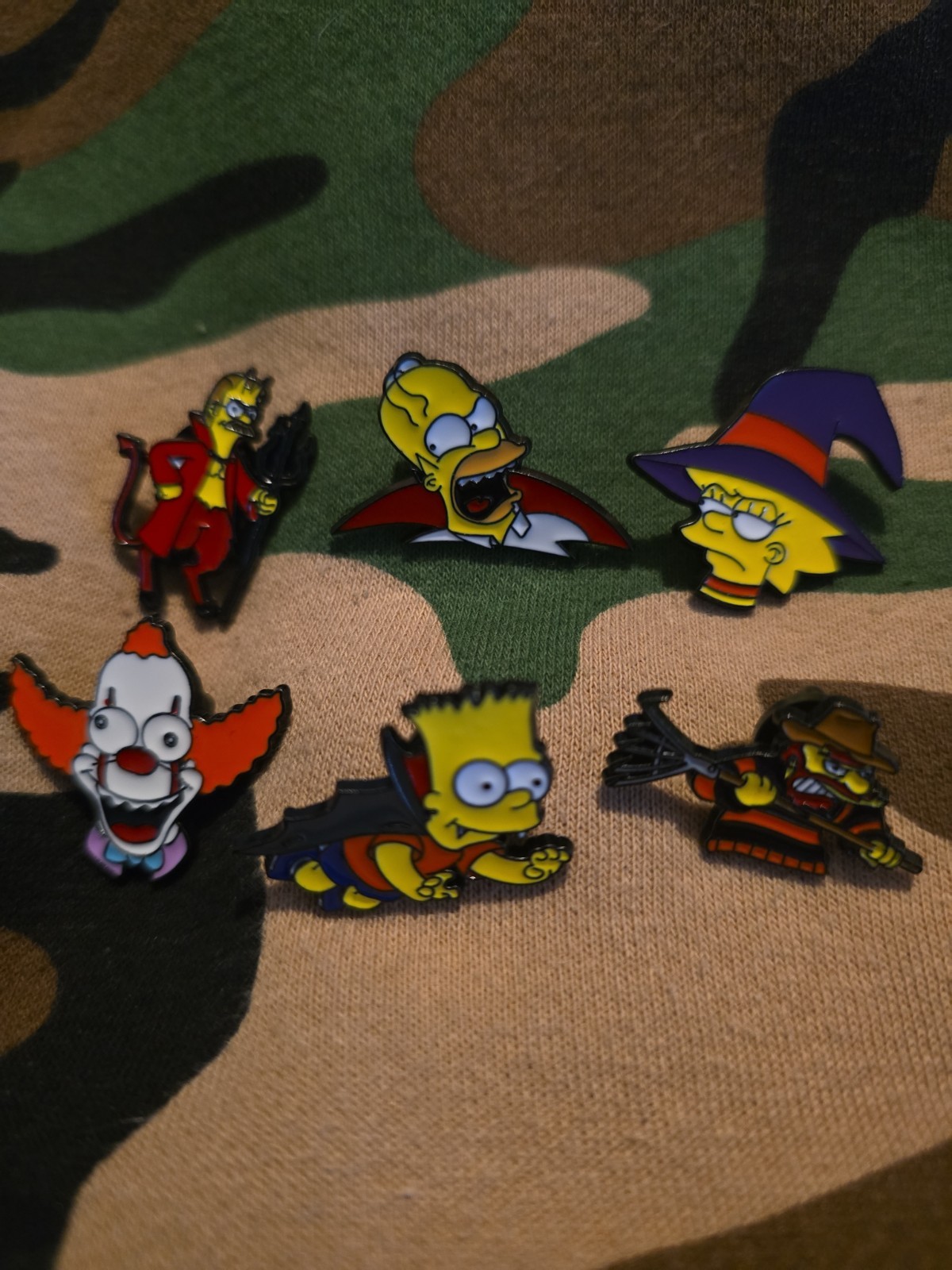 The Simpsons Treehouse Of Horror Rare Set Lot Of 6 Enamel Lapel Hat Metal Pins