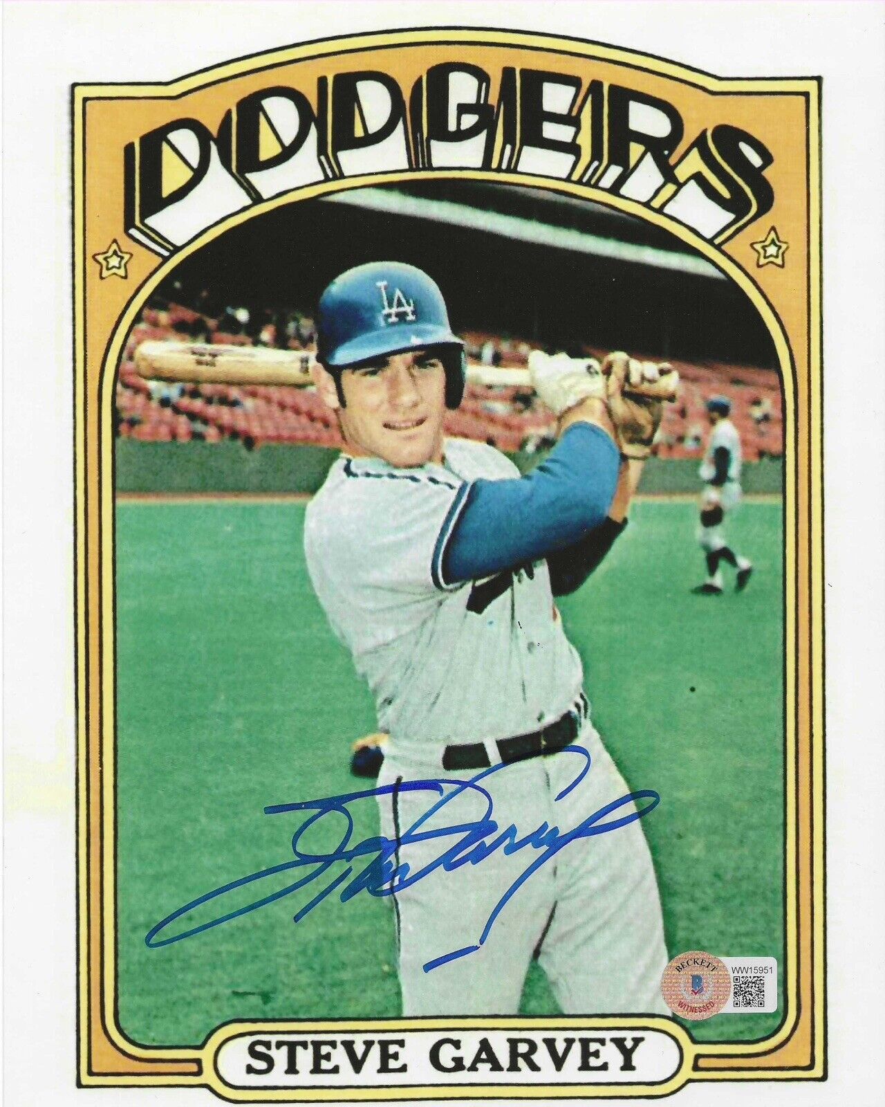 Steve Garvey Signed Los Angeles Dodgers 8x10 Photo AUTO BAS Hologram 1972 Topps