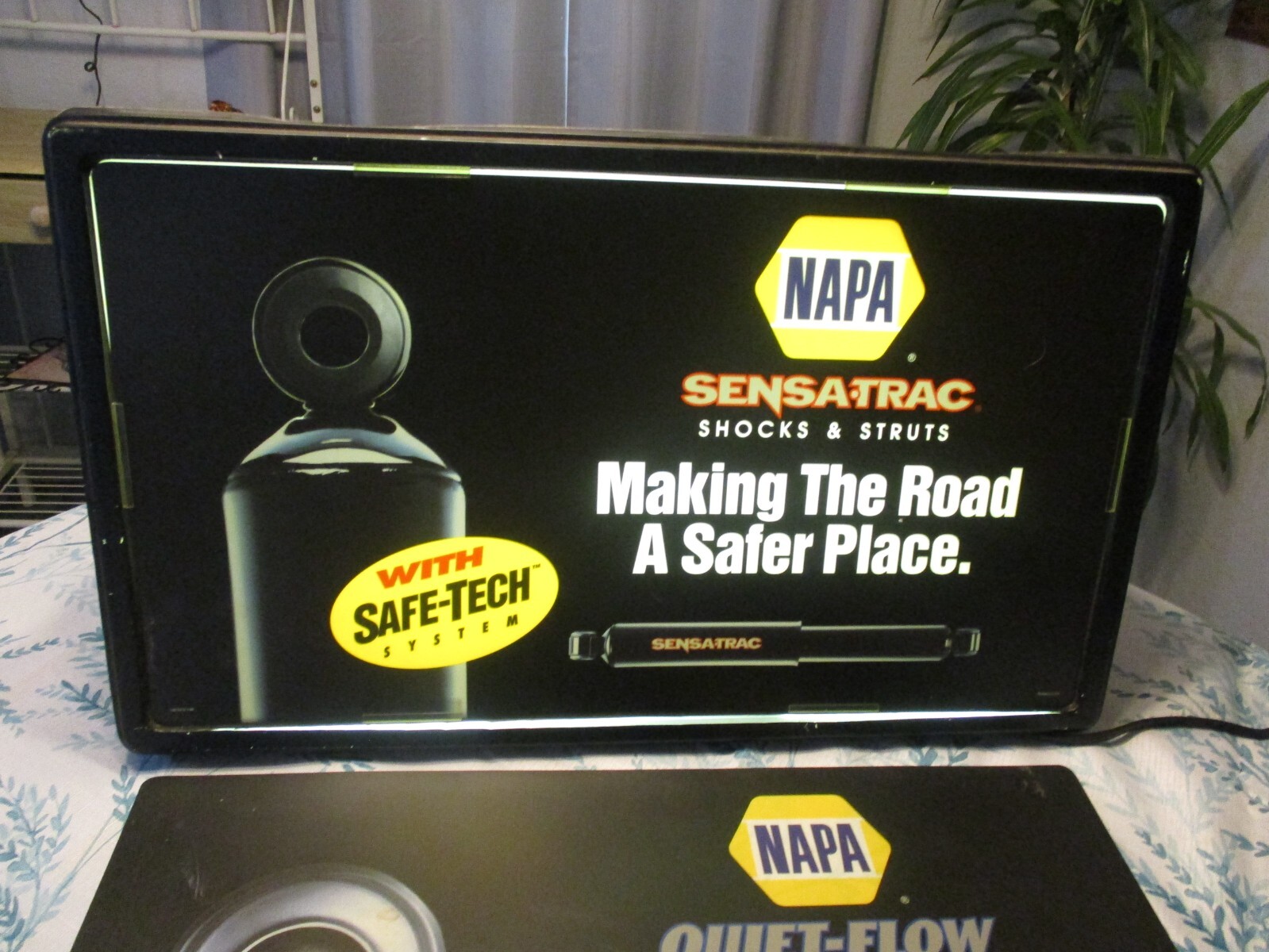 Vtg NAPA Lighted Sign Sensa-Trac Shocks Struts or Quiet Flow Mufflers 27 Vtg NAPA Lighted Sign Sensa-Trac Shocks Struts or Quiet Flow Mufflers 27