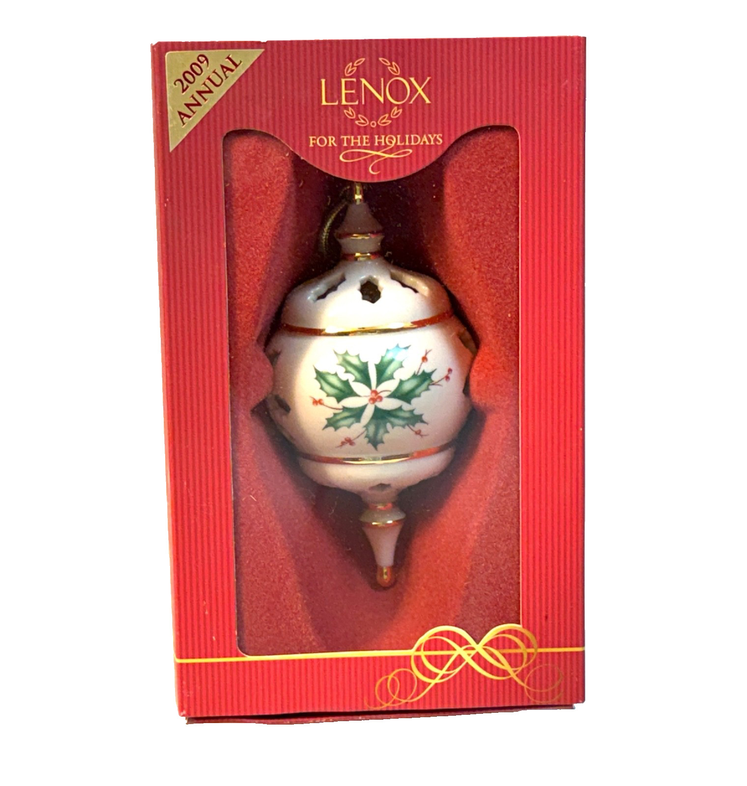 LENOX 2009 Annual Holiday Porcelain Pierced Christmas Ornament w Box LENOX 2009 Annual Holiday Porcelain Pierced Christmas Ornament w Box