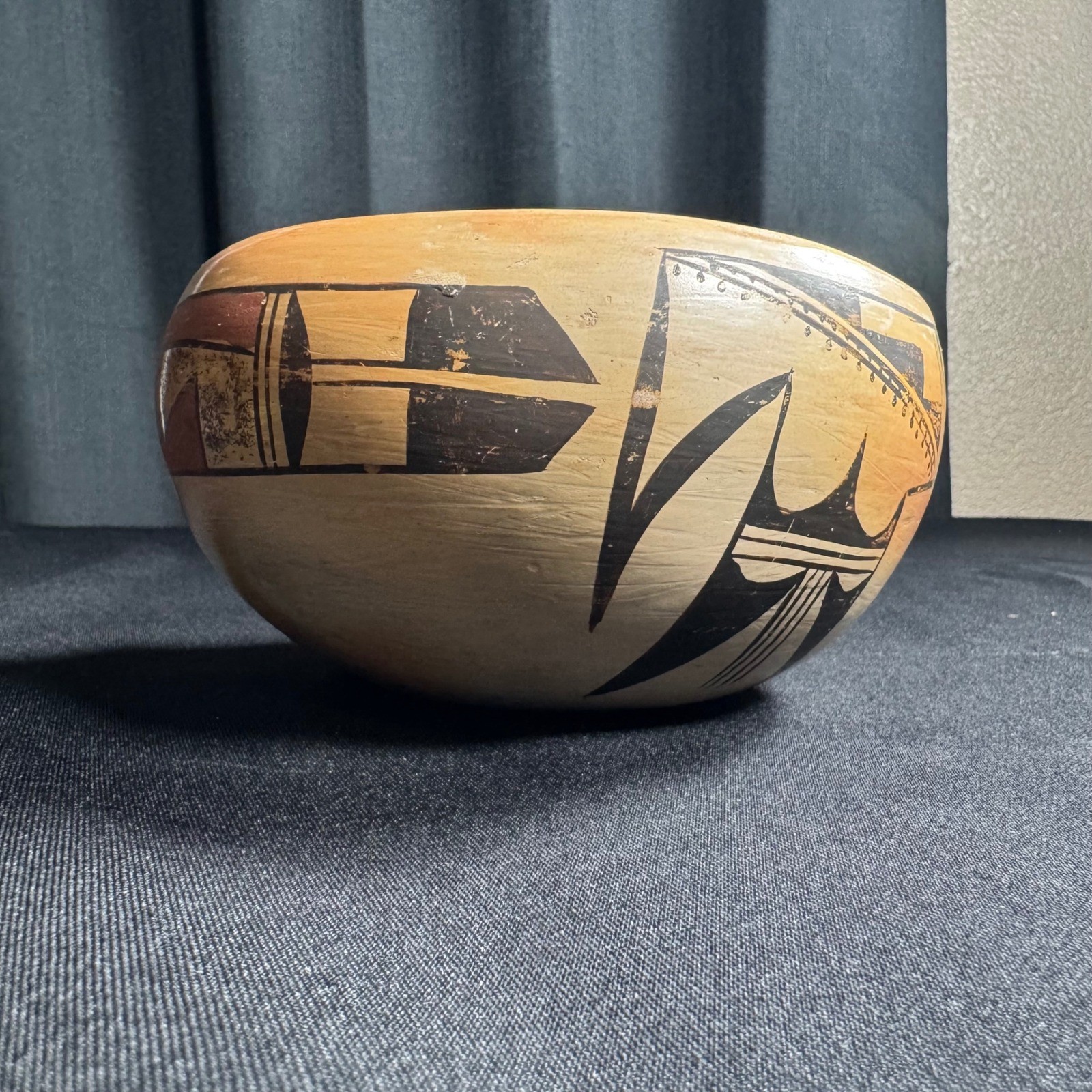 Vintage Native American Hopi-Tewa polychrome pottery bowl Nampeyo family 6.25