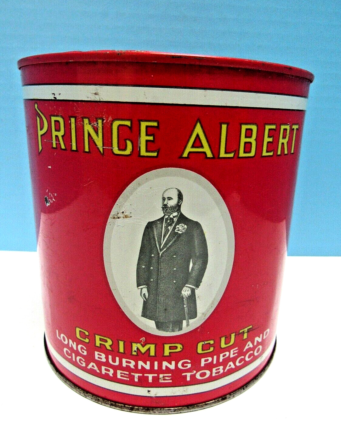 VINTAGE 1940's PRINCE ALBERT CRIMP CUT PIPE & CIGARETTE TOBACCO TIN (EMPTY)
