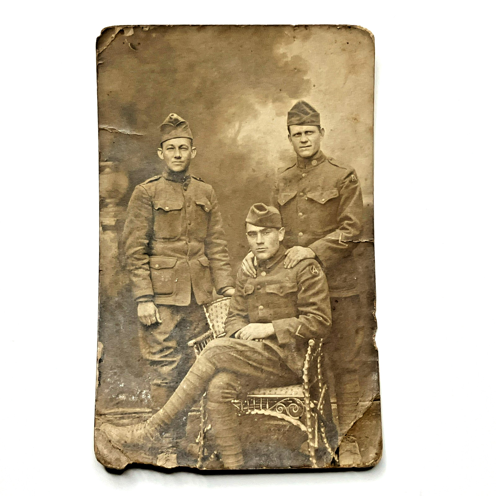 WWI RPPC Postcard U.S. Soldiers Group Portrait Army Uniform Unposted