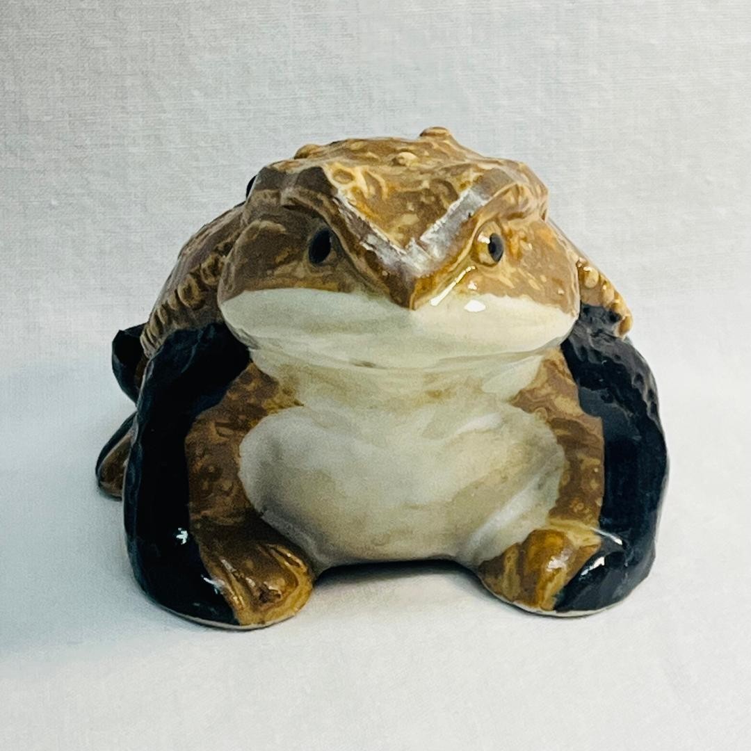 VINTAGE Japanese Hirado Style Small Frog Figurine Hand Painted Japan 2\