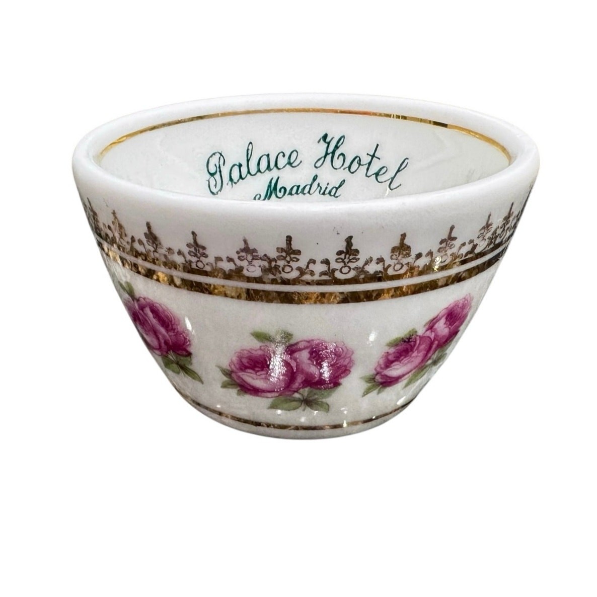 Vintage Palace Hotel Madrid Souvenir cup Pink Roses Gold Trim Porcelain Spain Vintage Palace Hotel Madrid Souvenir cup Pink Roses Gold Trim Porcelain Spain