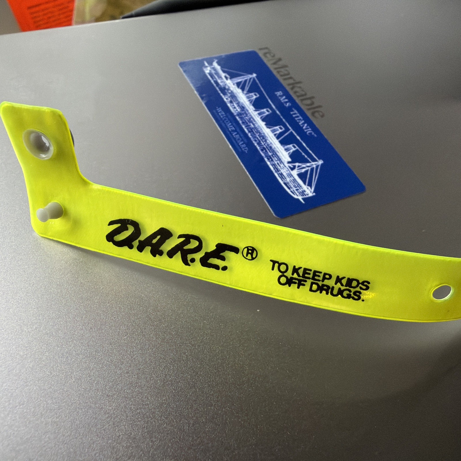 DARE To Keep Kids Off Drugs Vintage 80s/90s Wristband Bracelet Neon Yellow