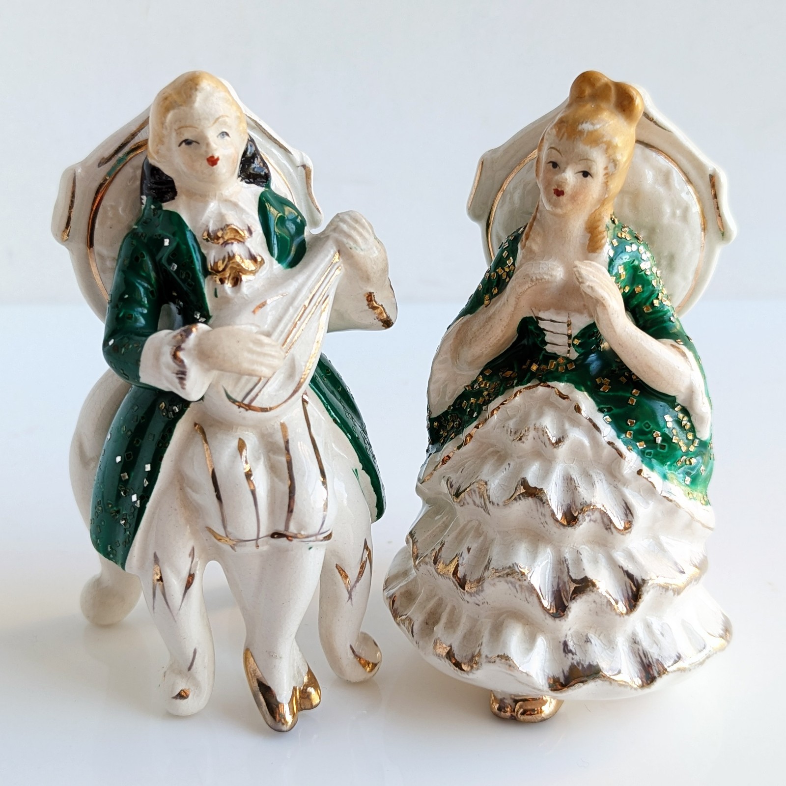 Victorian Couple In Chairs Figurines VTG Mid-Century 2 Pieces Great Condition Victorian Couple In Chairs Figurines VTG Mid-Century 2 Pieces Great Condition