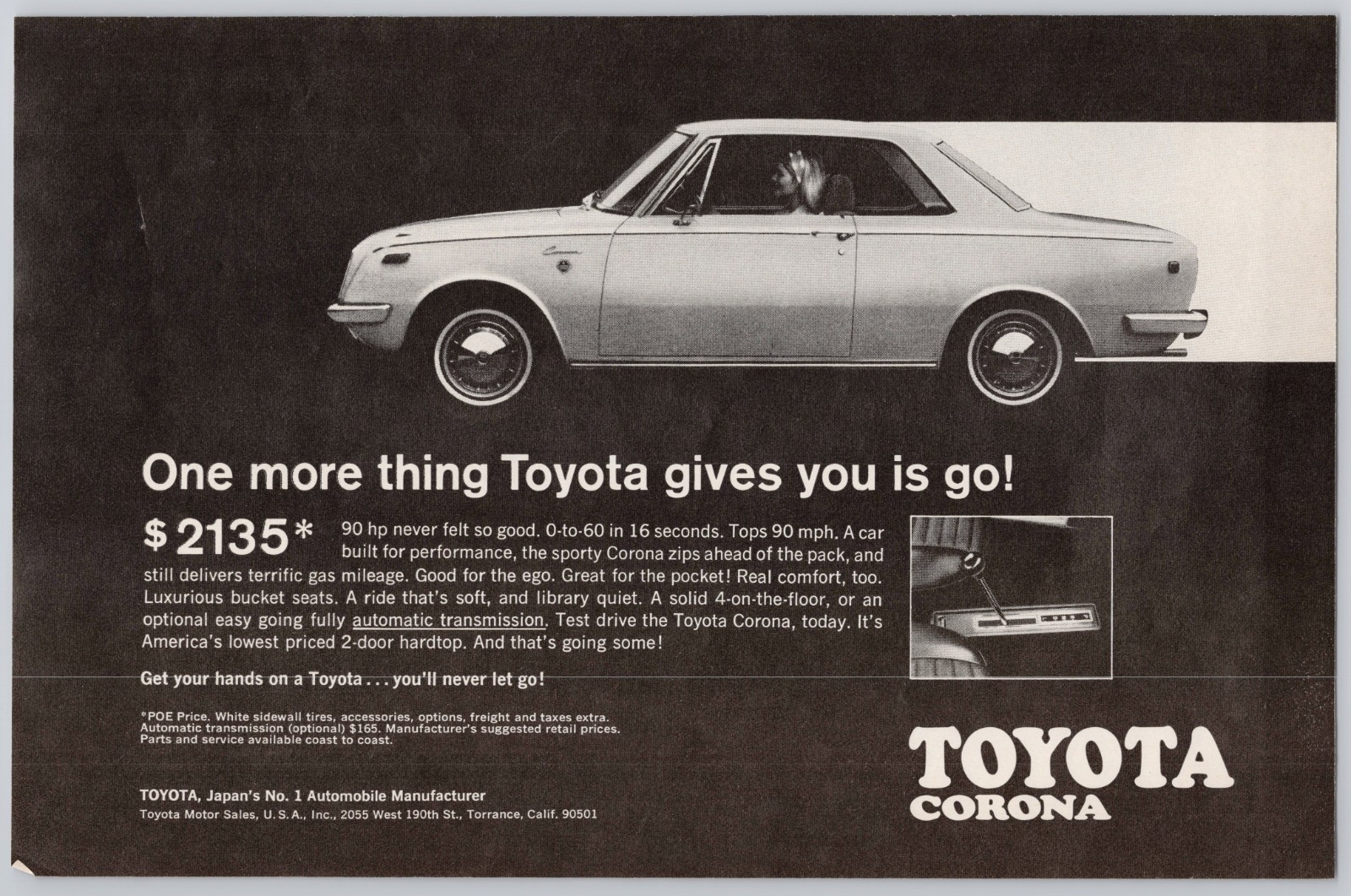 1969 Toyota Corona Coupe Vintage Print Ad