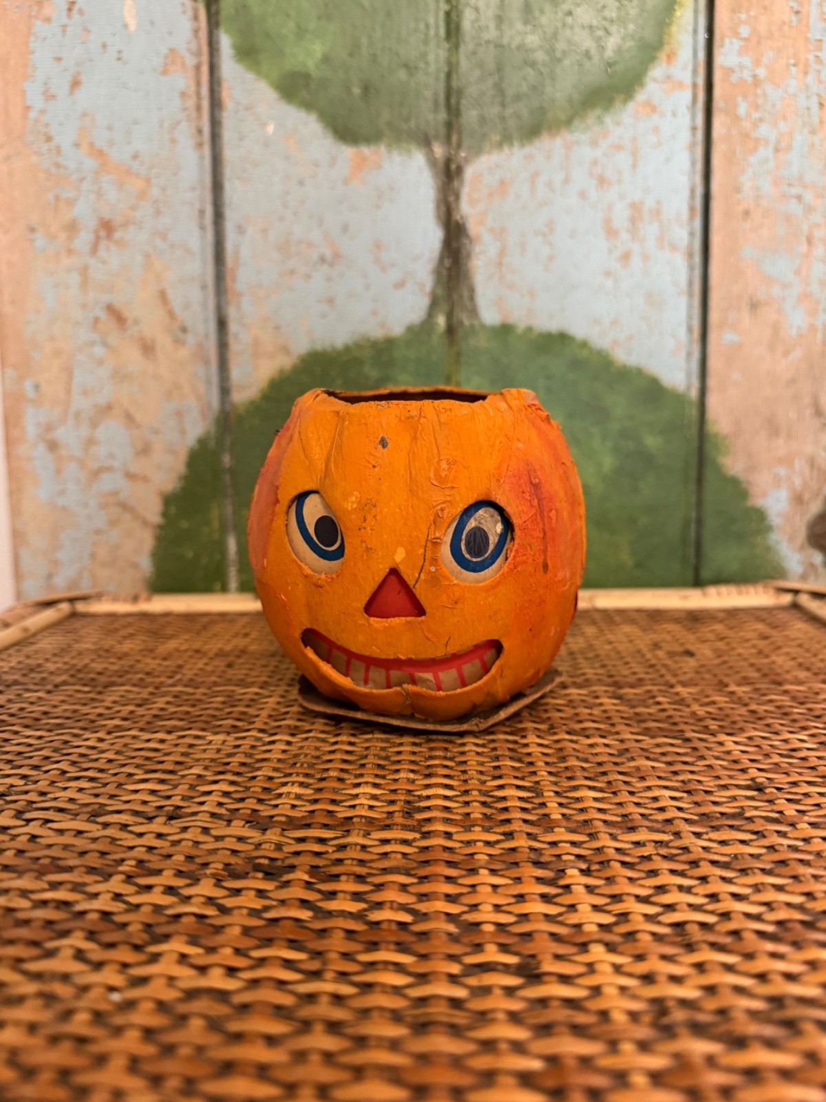 Antique German Pulp Paper Pumpkin, Dim: 3.75 Antique German Pulp Paper Pumpkin, Dim: 3.75