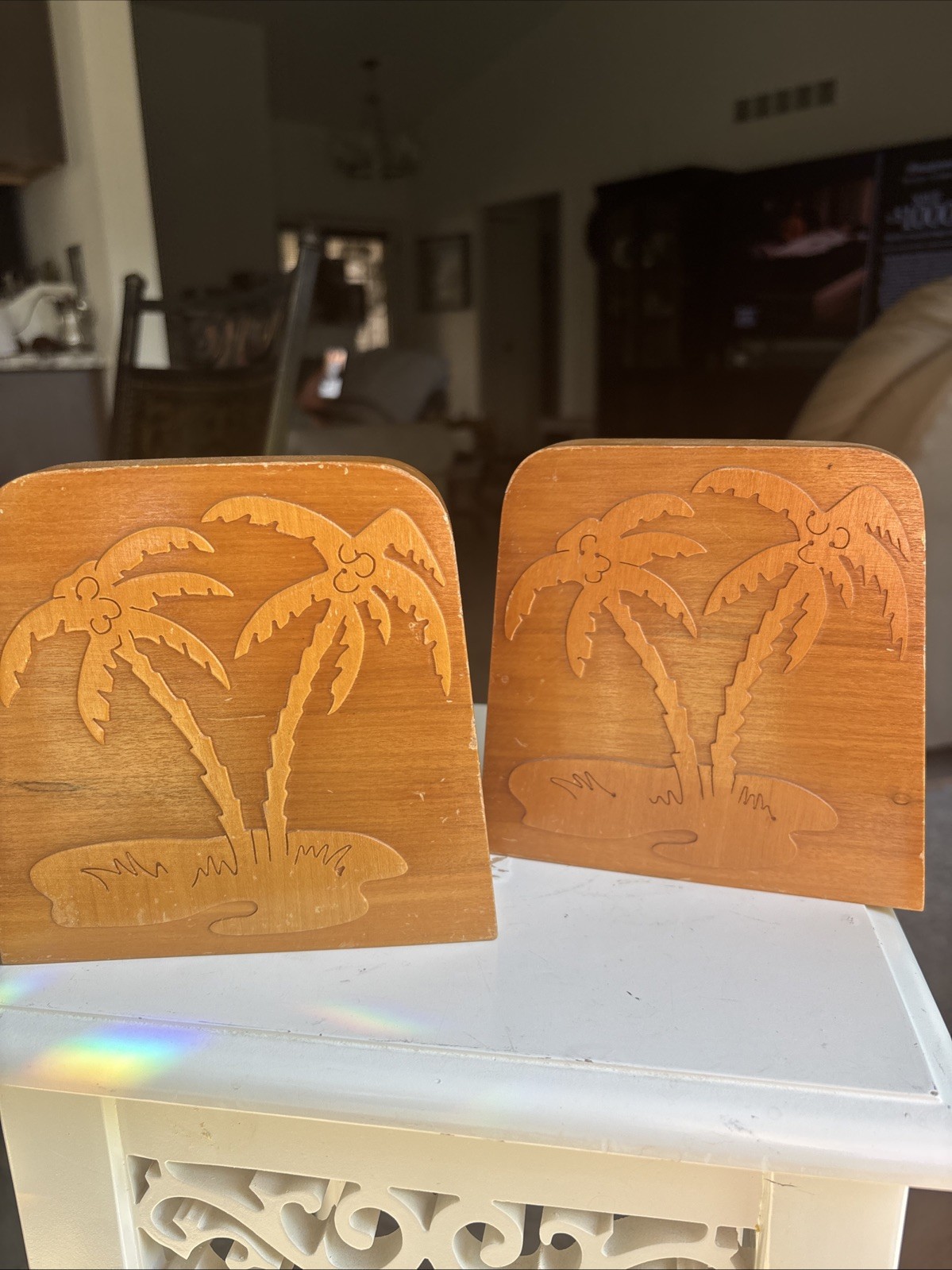 Palm Trees Bookends MCM Gulf Wood Made Is USA Palm Trees Bookends MCM Gulf Wood Made Is USA