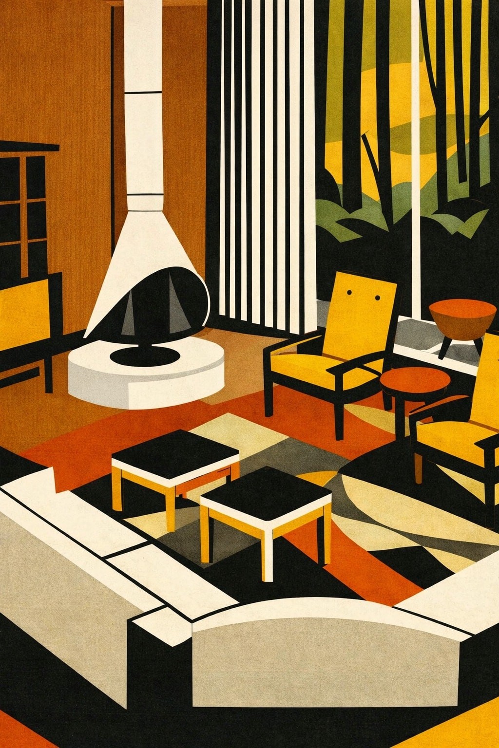 Retro Mid-Century Modern Interior Art Poster 🖼️ - 16x24 Retro Mid-Century Modern Interior Art Poster 🖼️ - 16x24