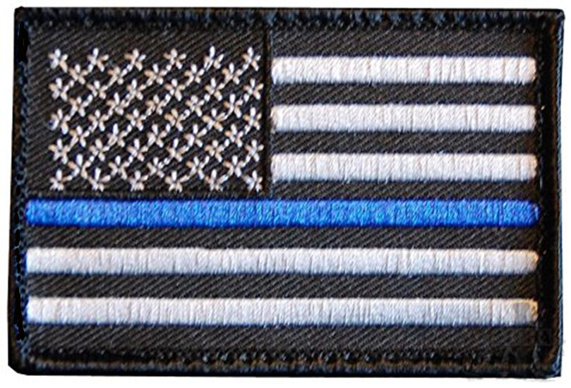 3.5 x 2  Tactical Police law enforcement Thin Blue Line usa Flag hook  Patch