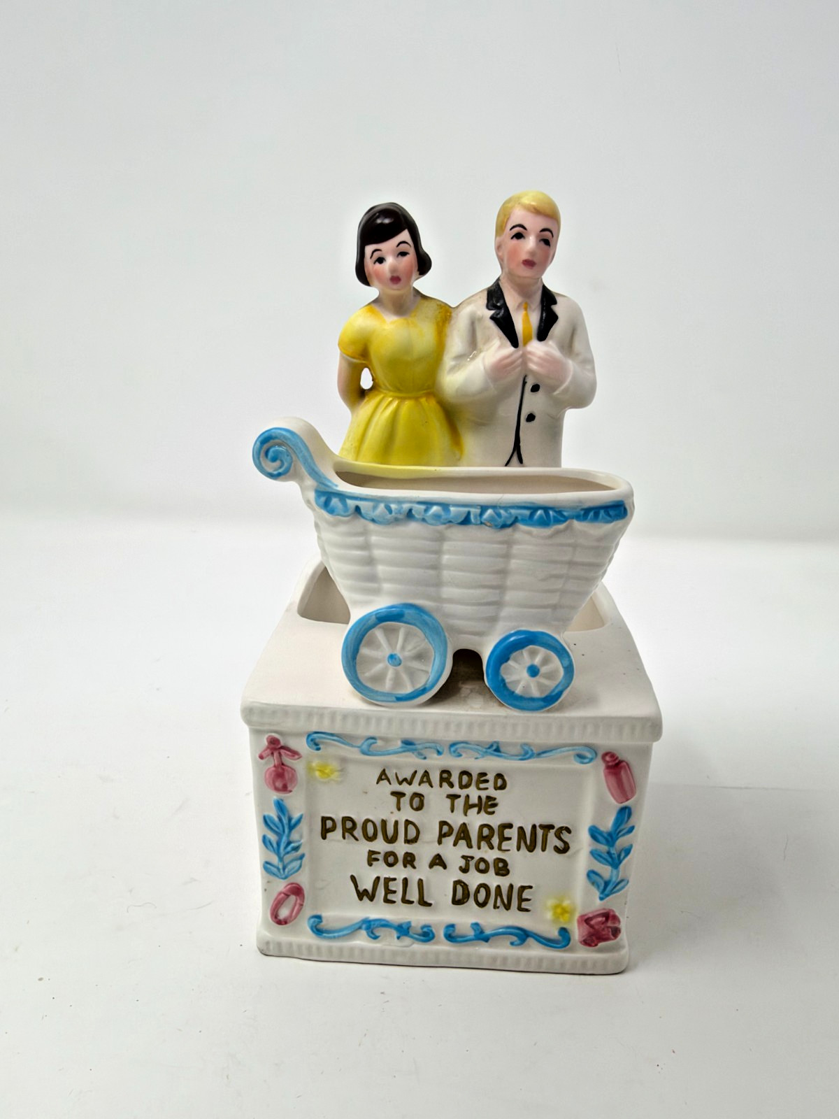 Vintage 1963 Relpo Samson Planter Proud Parents Baby Shower MCM Kitsch Japan 7