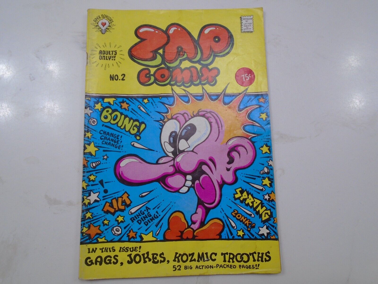 Zap Comix #2 (1968), #4 (1969), #6 (1973), and #7 (1974). COUNTER CULTURE
