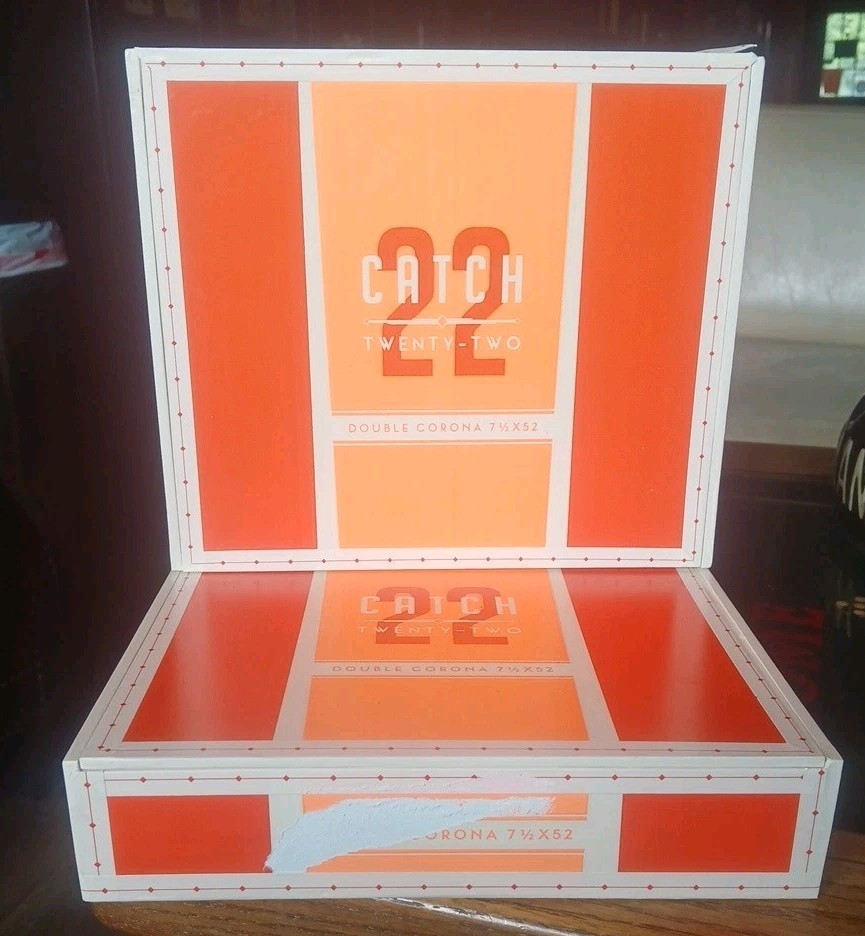LOT Of 2 Catch 22 Empty Cigar Boxes Collectible Crafting Storage 9.25x8x2 LOT Of 2 Catch 22 Empty Cigar Boxes Collectible Crafting Storage 9.25x8x2