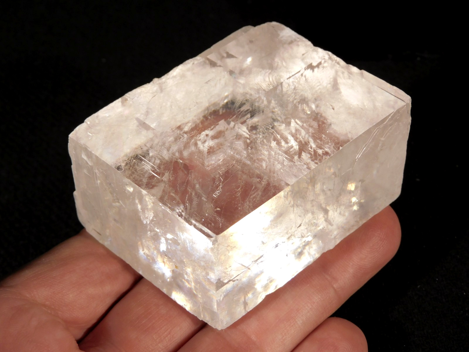 Larger Super Translucent Iceland SPAR Calcite CRYSTAL W Double Refraction 174gr Larger Super Translucent Iceland SPAR Calcite CRYSTAL W Double Refraction 174gr