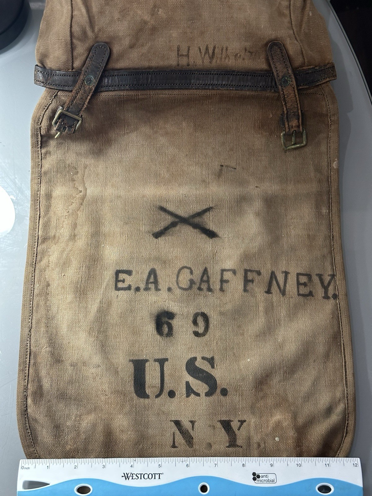 M1874 69th NY Infantry (Irish) Clothing/ Haversack W/lLeather Straps NAMED TWICE
