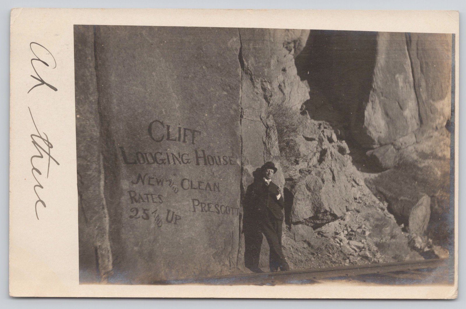 Cliff Lodging House Prescott AZ Humor Sign RPPC Real Photo Postcard 1908 Cliff Lodging House Prescott AZ Humor Sign RPPC Real Photo Postcard 1908