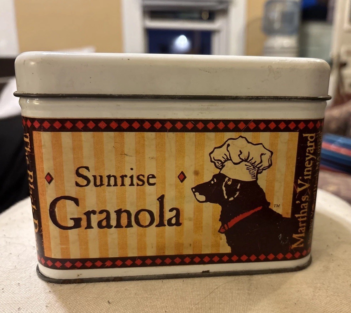 Vintage The Black Dog Marthas Vineyard Sunrise Granola Metal Tin Storage Box Vintage The Black Dog Marthas Vineyard Sunrise Granola Metal Tin Storage Box