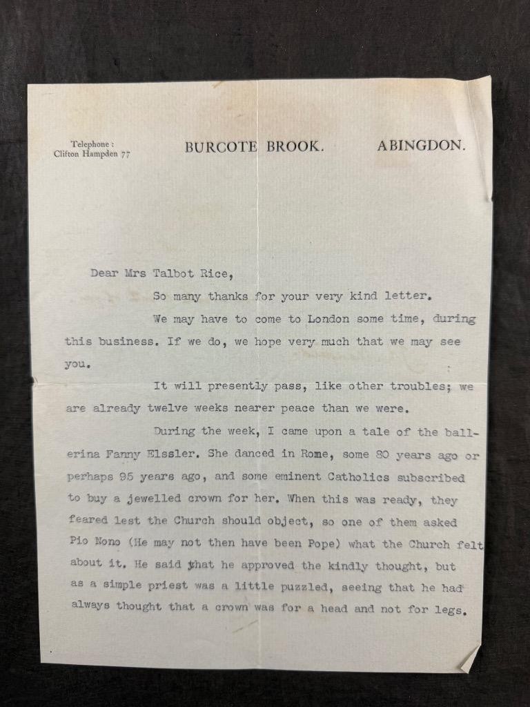 DOUBLE PAGE TLS from JOHN MASEFIELD to TAMARA TALBOT-RICE, BALLET, FANNY ELSSLER