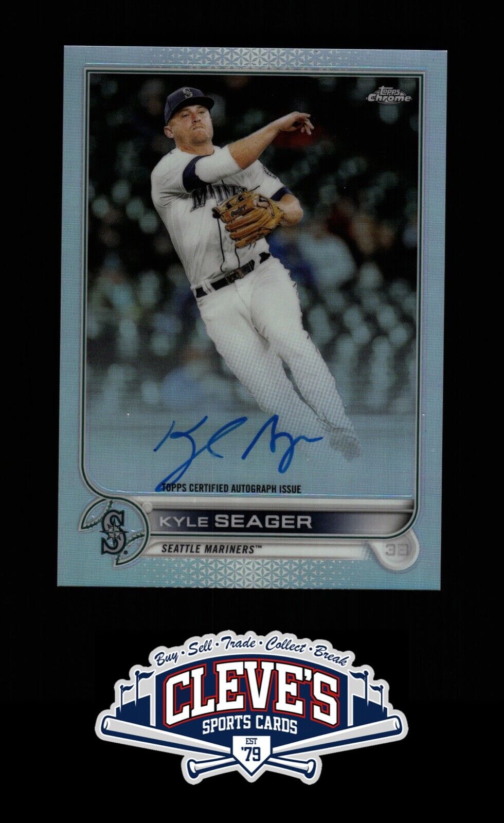 2022 TOPPS CHROME KYLE SEAGER AUTO 091/499 REFRACTOR SEATTLE MARINERS