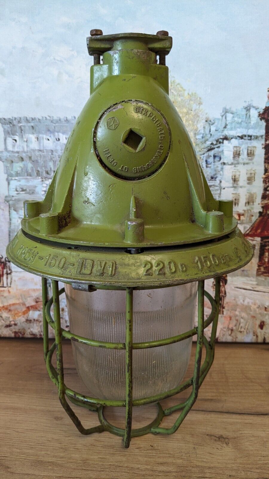 Retro soviet Factory lamp industrial bunker light loft (1980s, USSR)
