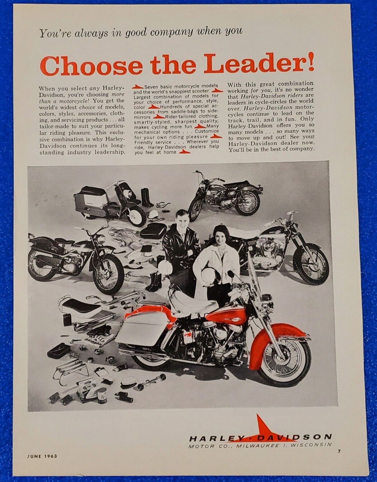 1963 HARLEY DAVIDSON MOTORCYCLE CLASSIC ORIGINAL PRINT AD 1963 HARLEY DAVIDSON MOTORCYCLE CLASSIC ORIGINAL PRINT AD