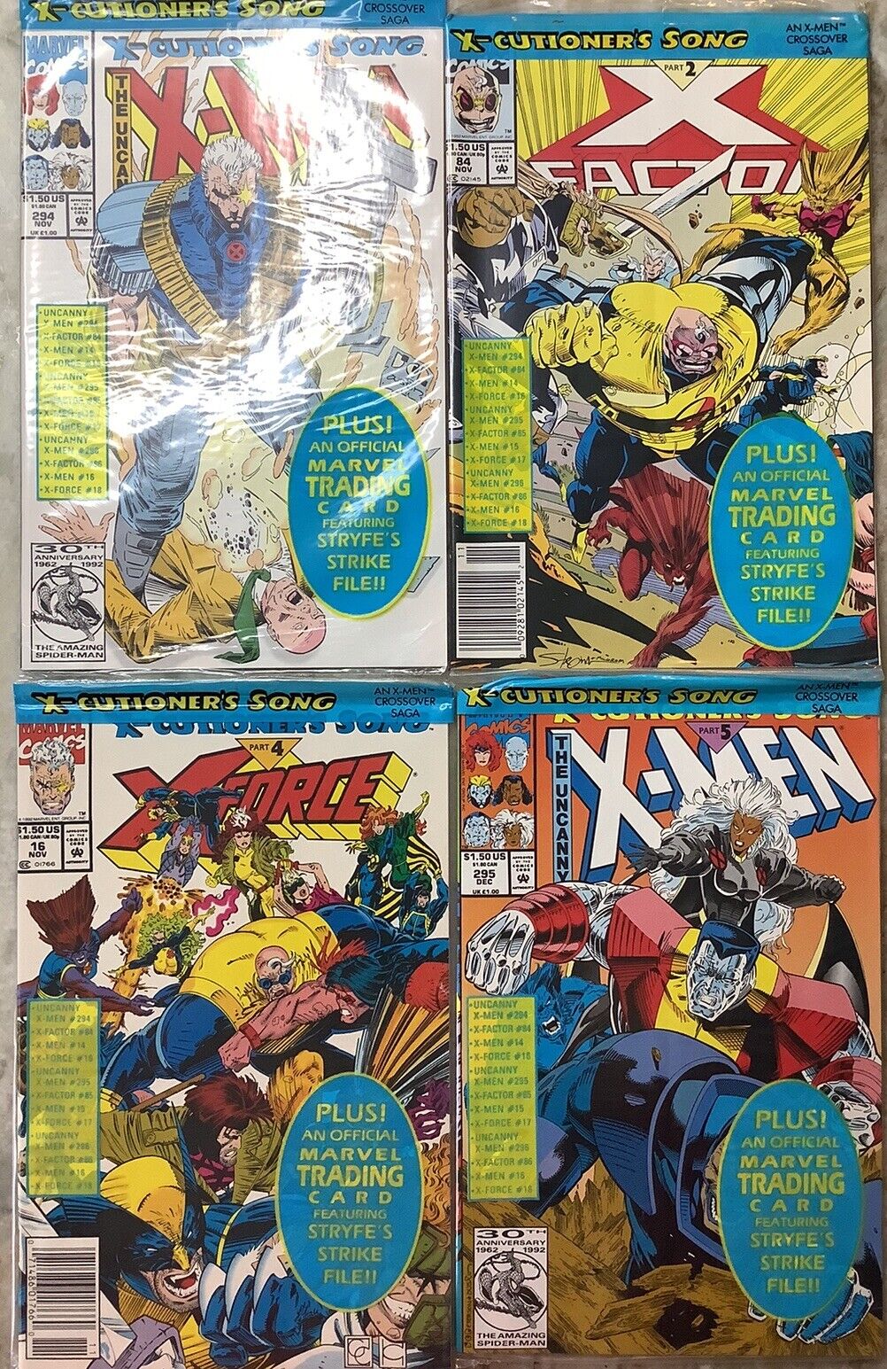 X-Cutioner’s Song Part 1, 2, 4, 5 Marvel 1992 Comics POLYSEALED