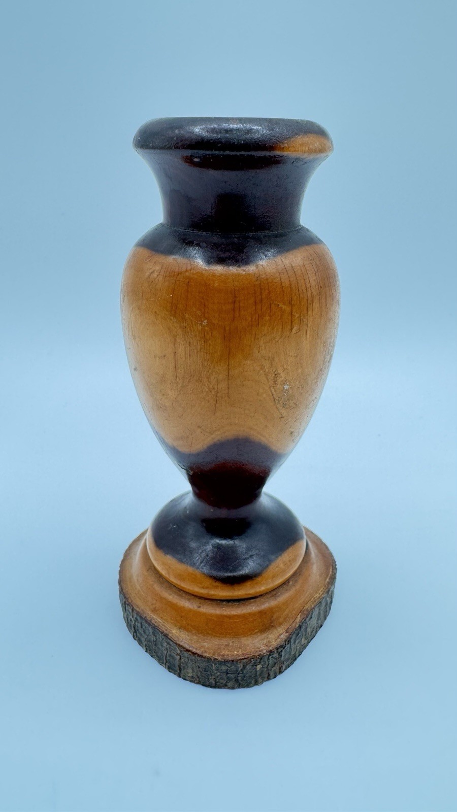 VTG Queensland Mulga Australian Hardwood MCM Vase Natural Crack In Base VTG Queensland Mulga Australian Hardwood MCM Vase Natural Crack In Base