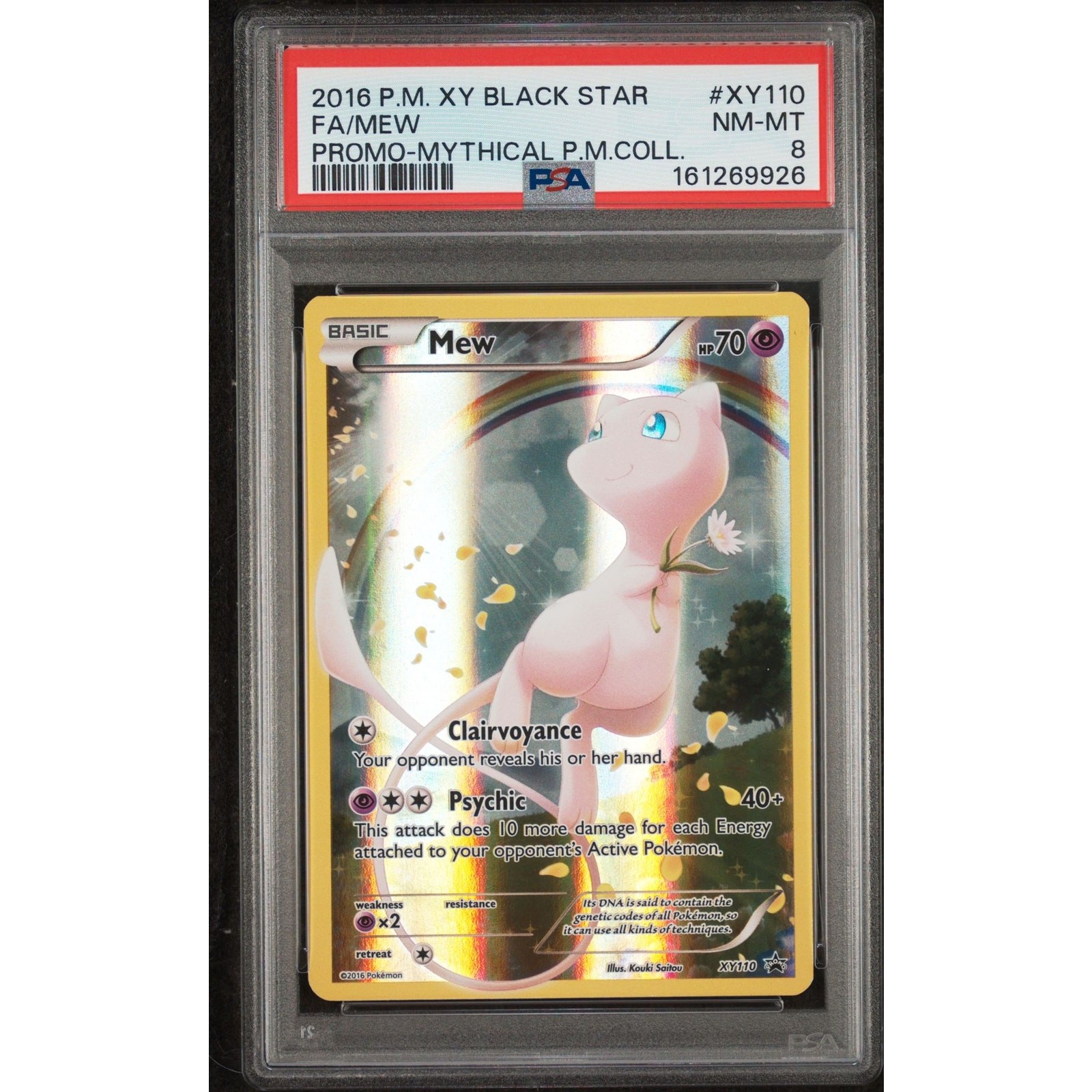 PSA 8 NM-MT Mew XY110 Pokémon 2016 Black Star Promo Full Art Holo Graded Card