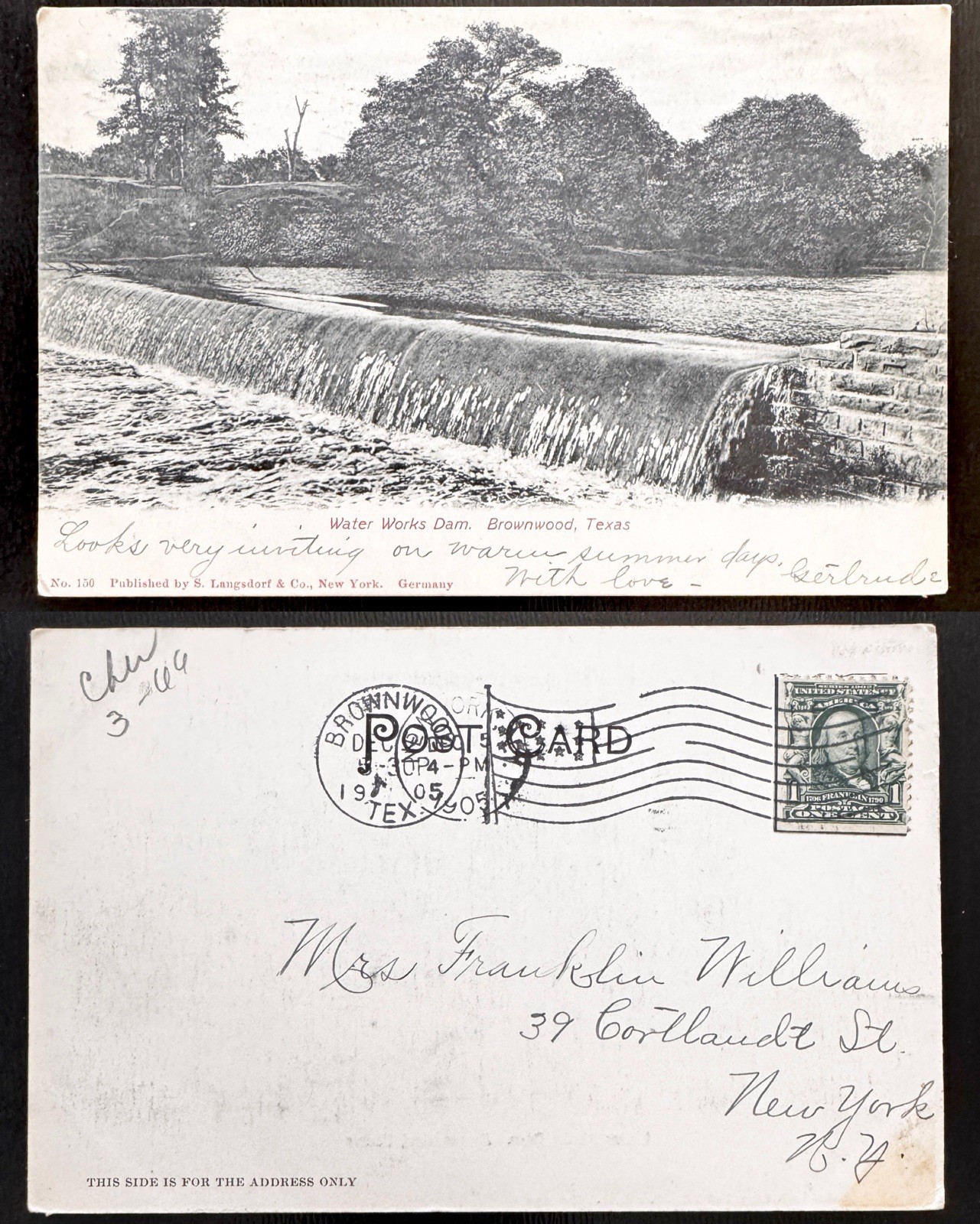 Water Works Dam Brownwood Texas 1905 Undivided Back B6