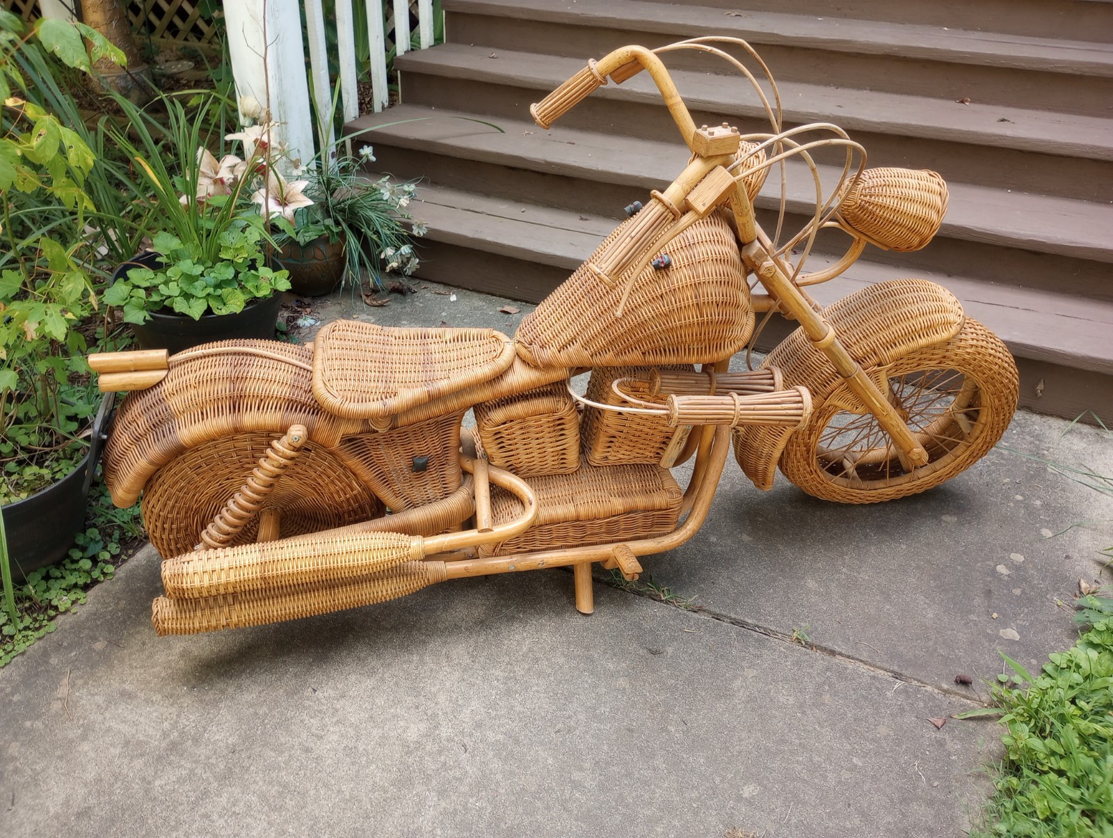 Vintage Large 1980’s Wicker Rattan Bamboo Harley Davidson Tom Dixon Habitat Vintage Large 1980’s Wicker Rattan Bamboo Harley Davidson Tom Dixon Habitat