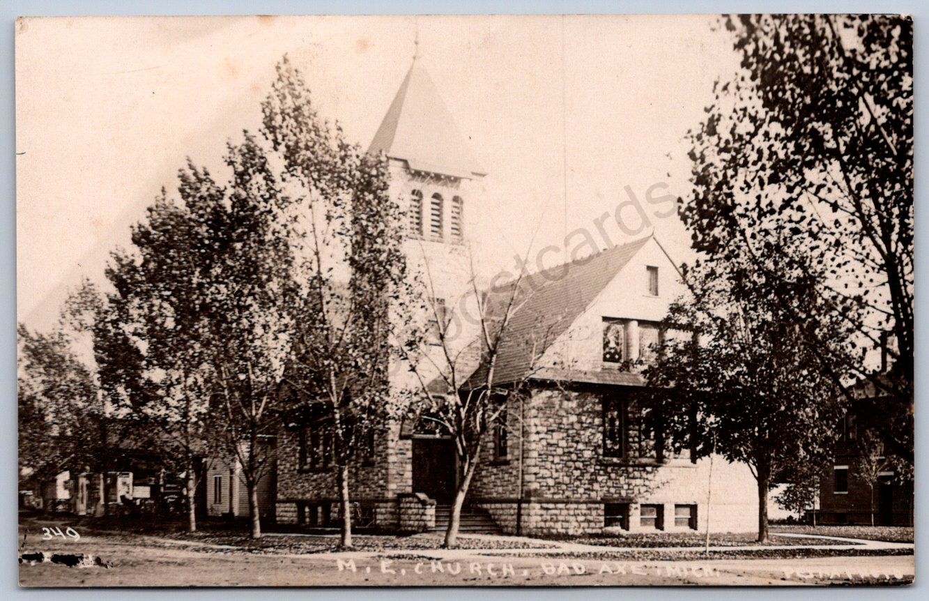 K45/ Bad Axe Michigan RPPC Postcard c1910 M.E. Church Building 331 K45/ Bad Axe Michigan RPPC Postcard c1910 M.E. Church Building 331