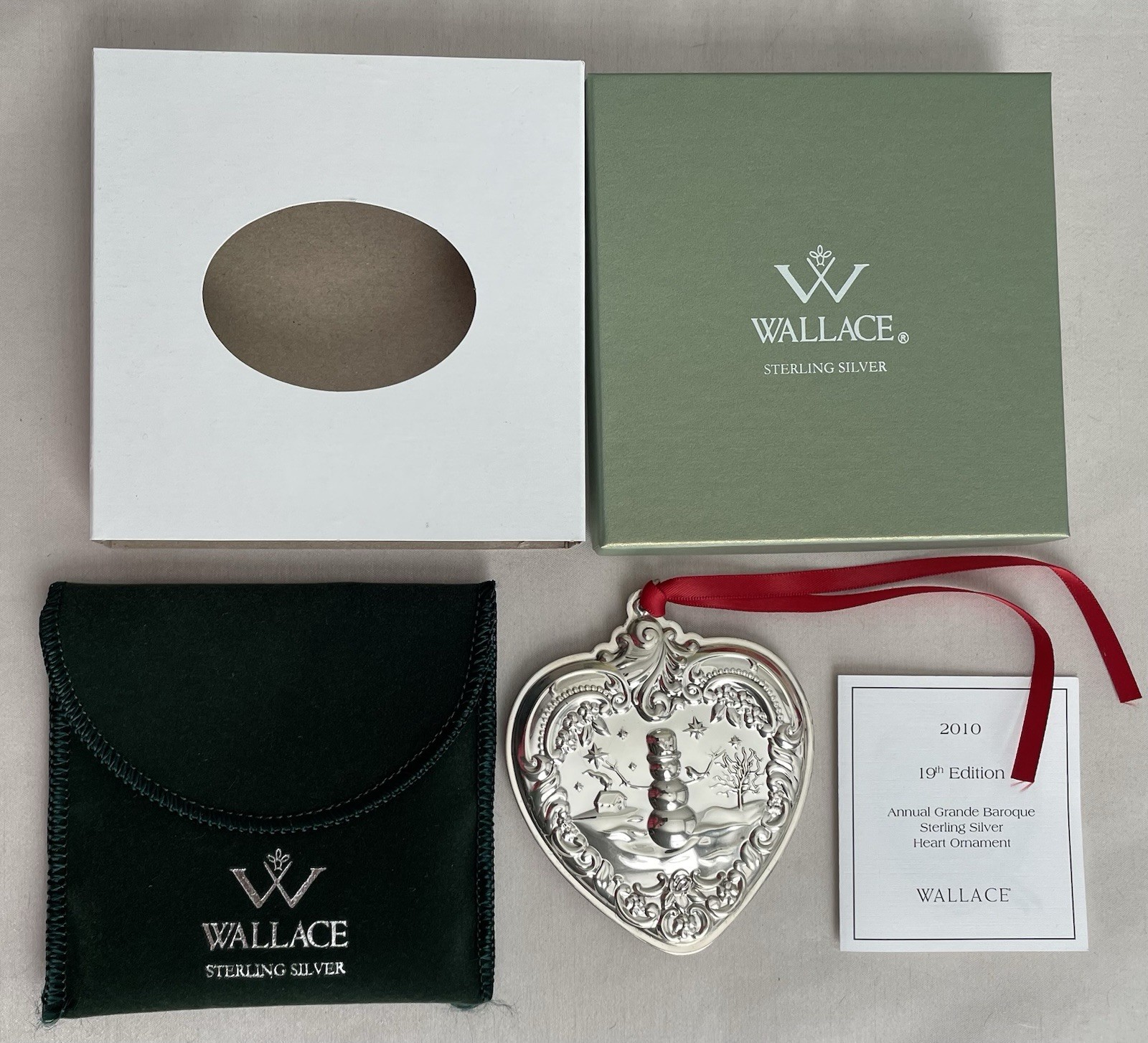2010 Wallace Sterling GRANDE BAROQUE HEART Tree Ornament 19th Edition 2010 Wallace Sterling GRANDE BAROQUE HEART Tree Ornament 19th Edition