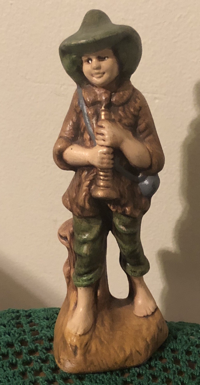 Vtg Atlantic Mold 6.5” Hand Painted Ceramic Boy Figurine Horn Folk Vtg Atlantic Mold 6.5” Hand Painted Ceramic Boy Figurine Horn Folk