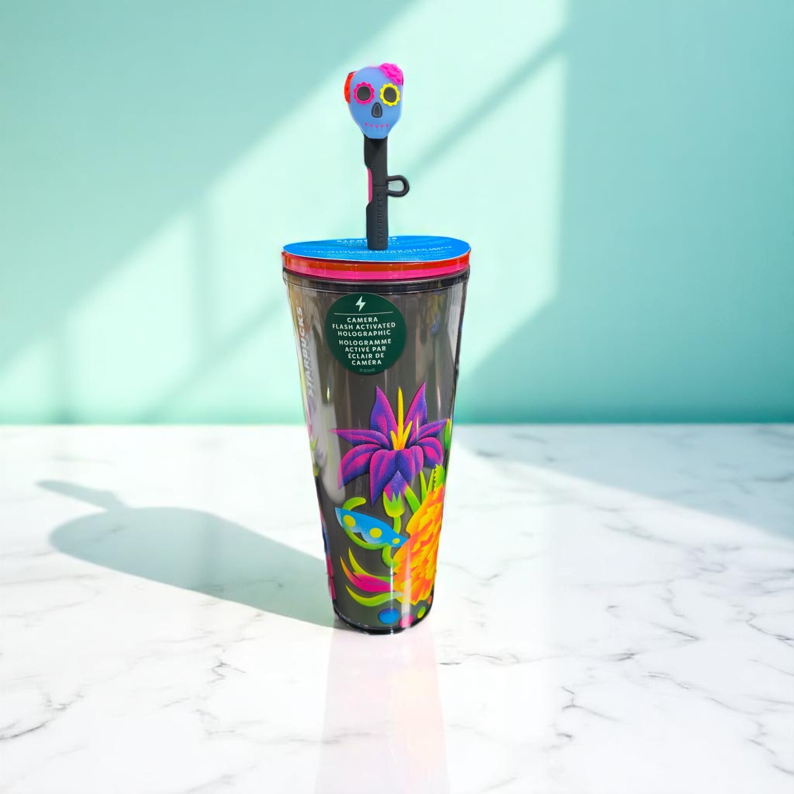 Starbucks Holographic 24oz Tumbler with Glow Dark Straw top NEW Limited Edition Starbucks Holographic 24oz Tumbler with Glow Dark Straw top NEW Limited Edition