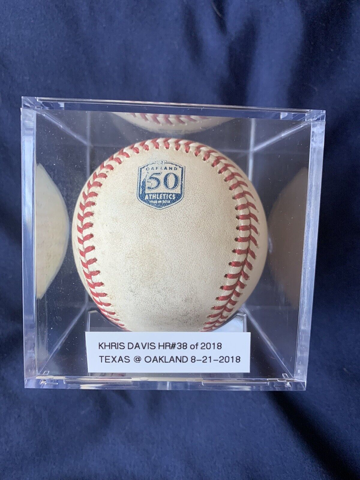 Khris Davis Homerun Game Used MLB Ball, Oakland Athletics, Texas Rangers