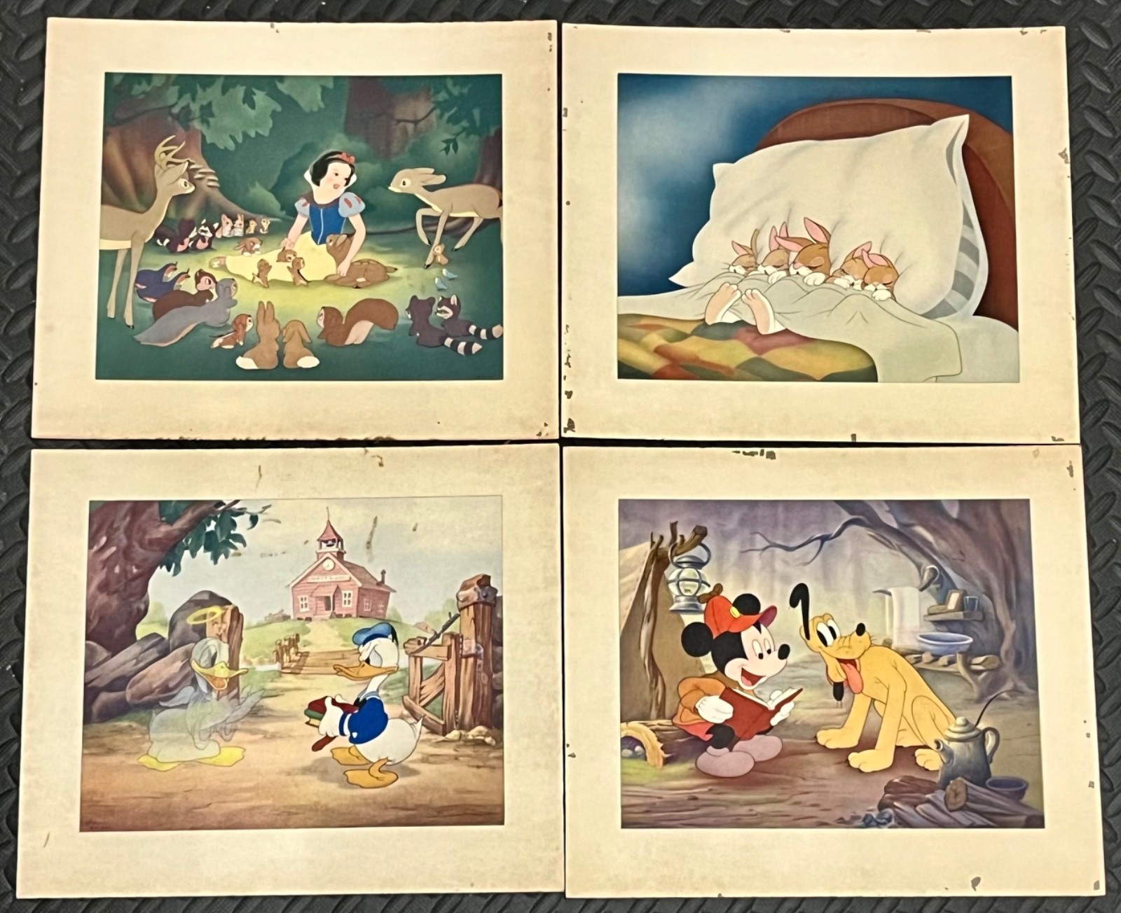 Vintage 1938 Disney Productions Lithographs Snow White Mickey Mouse Donald Duck Vintage 1938 Disney Productions Lithographs Snow White Mickey Mouse Donald Duck