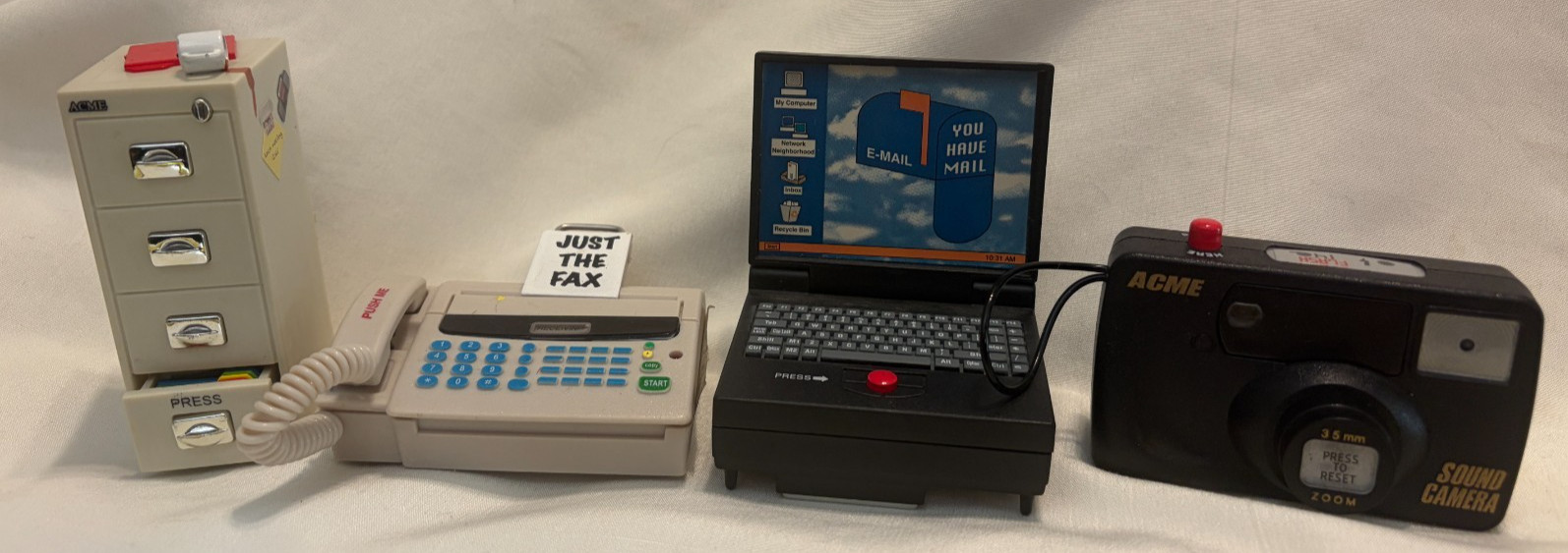4 Vintage 90's Acme Refrigerator Magnets CAMERA Filing Cabinet FAX Computer 4 Vintage 90's Acme Refrigerator Magnets CAMERA Filing Cabinet FAX Computer
