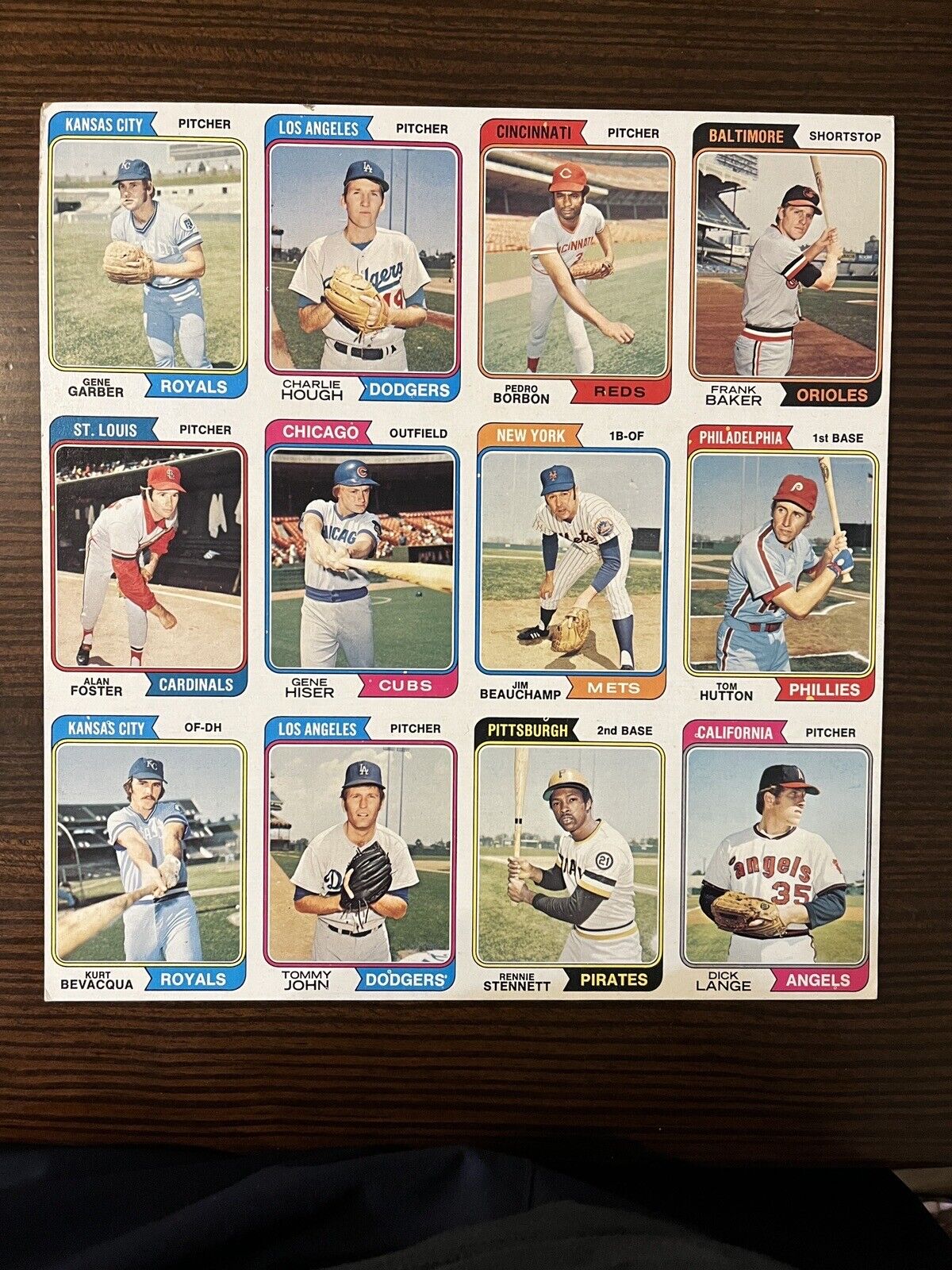 UNCUT * 1974 TOPPS Baseball Cards VINTAGE 12 Card SHEET Tommy John Charlie Hough