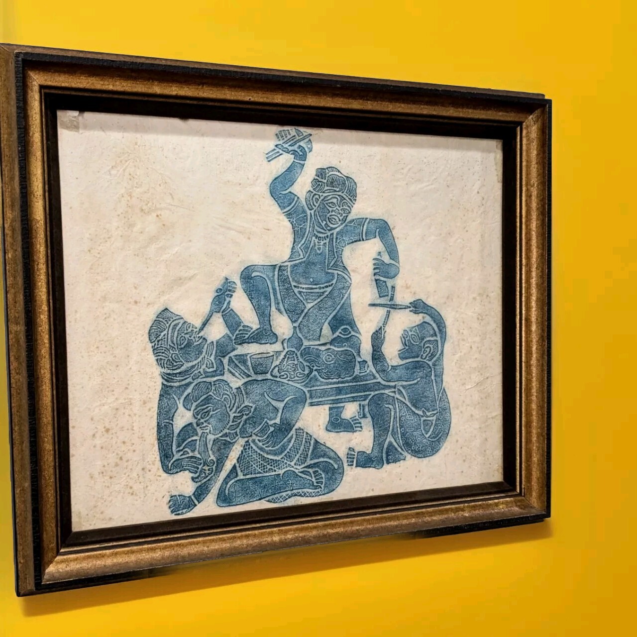 GORGEOUS Vintage Siam Thai Thailand Temple Rubbing Framed GORGEOUS Vintage Siam Thai Thailand Temple Rubbing Framed